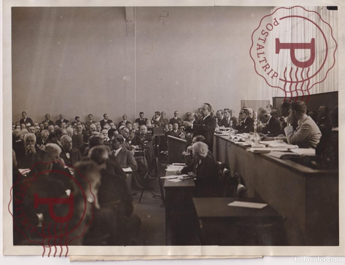 Fotograf&iacute;a antigua: GENEVE. LA CONFERENCE DU DESARMEMENT. MR TARDIEU DISCOURS. POLITICO. POLITICIAN. POLITICIEN. 24X18CM
