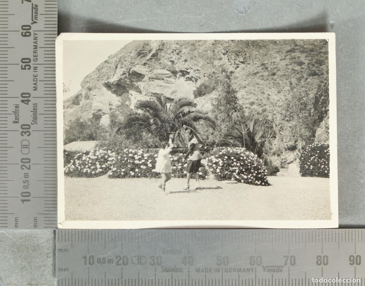 Fotograf&iacute;a antigua: FOTOGRAFIA. Dos mujeres bailando en un jard&iacute;n con palmeras y monta&ntilde;a hacia 1920