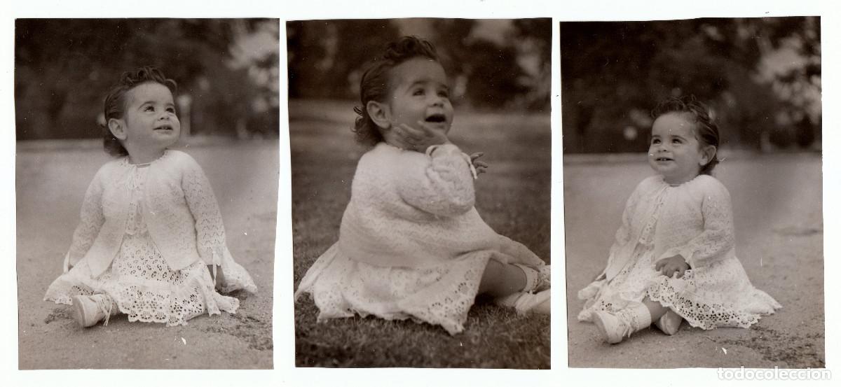 Fotograf&iacute;a antigua: 3 bonitas fotos. La misma ni&ntilde;ita en tres posturas. A&ntilde;os 50 bm