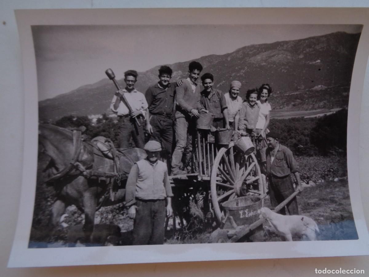 Fotograf&iacute;a antigua: FOTO DE JORNALEROS EN UN CARRO CON MULA. LA ESTRADA , 1963