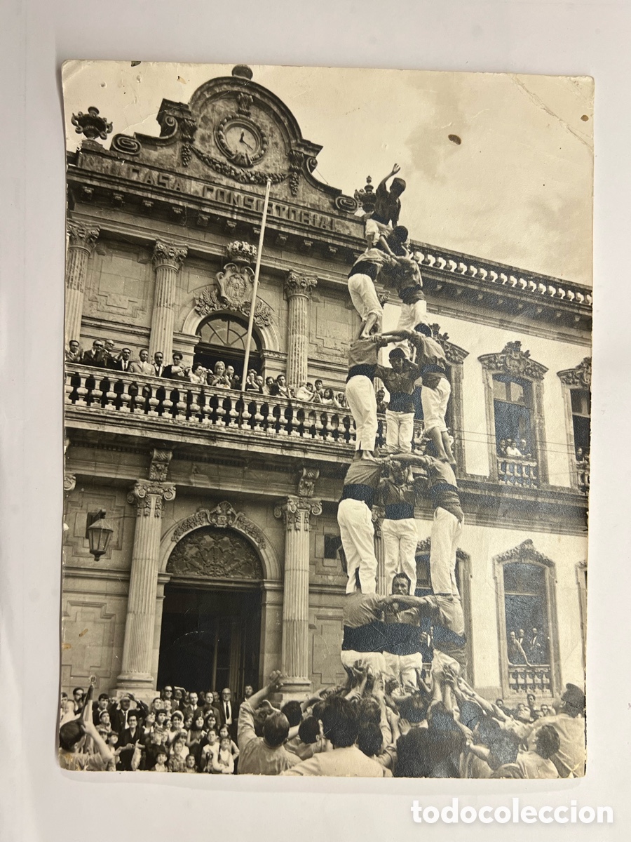 Fotograf&iacute;a antigua: PONTEVEDRA. Casa Consistorial. Visita Castellers de Tarragona. ARXIU CASTELLER RAMON RIAS I BALLEST&Eacute;