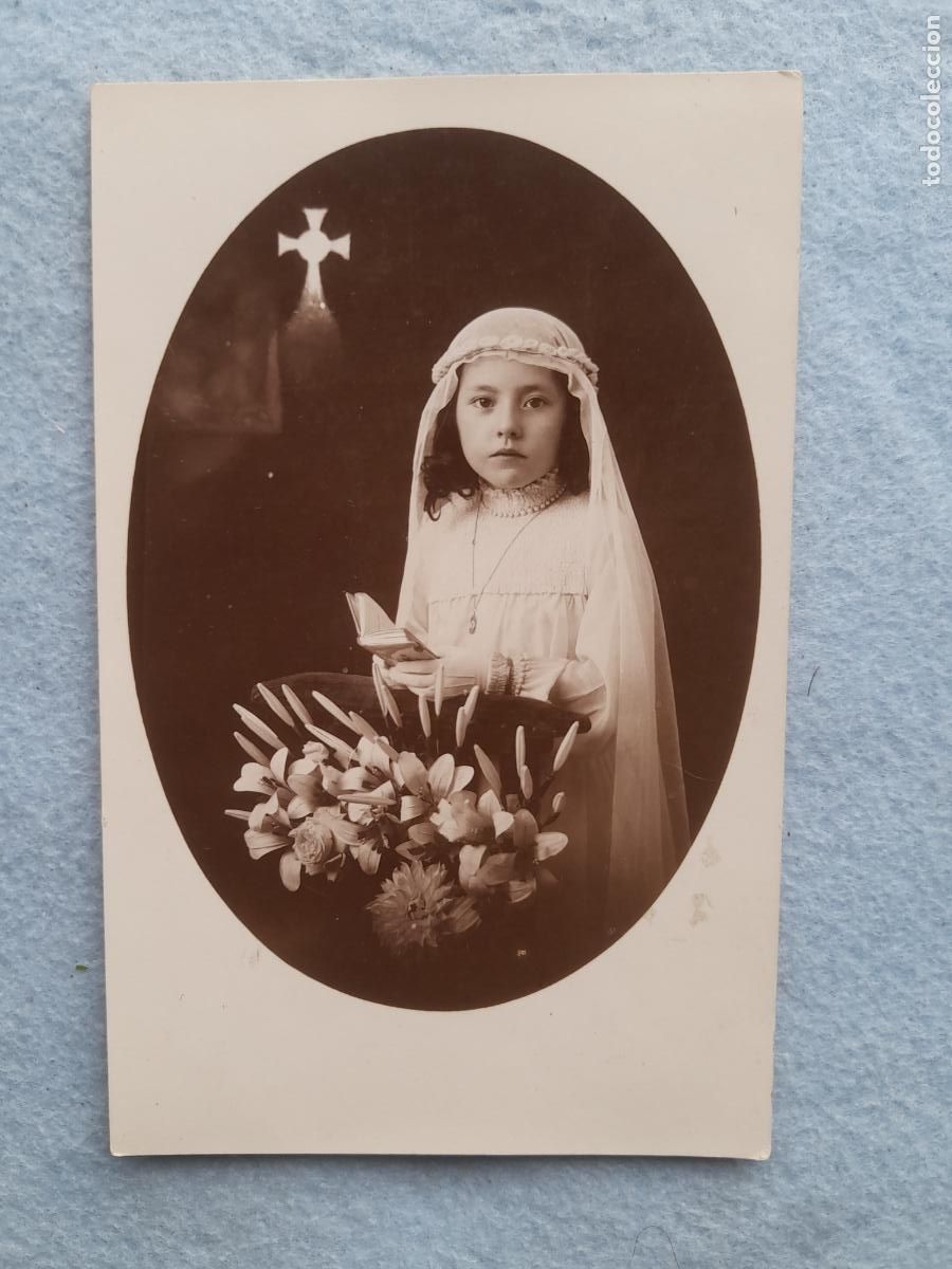 Fotografia antica: Fotograf&iacute;a antigua de Ni&ntilde;a de Comuni&oacute;n.