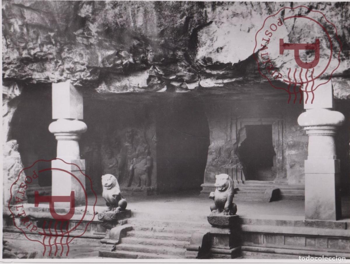 Fotograf&iacute;a antigua: ASIA. INDIA. INDE. BOMBAY. ELEPHANTA CAVES. PHOTO FOTO. 24X18.5CM