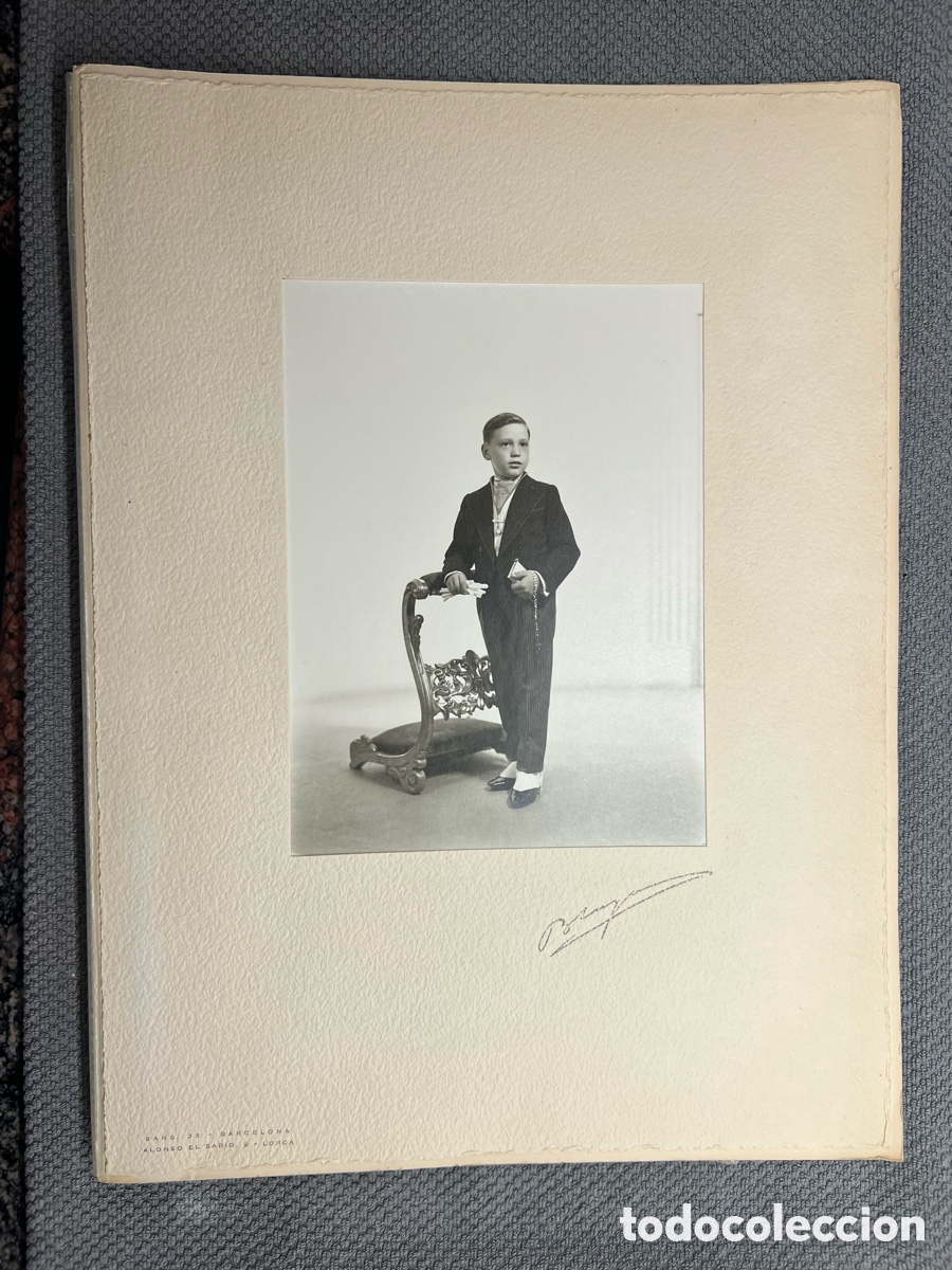 Fotografia antica: BARCELONA Estudio BLAYA.. Fotograf&iacute;a Ni&ntilde;o Primera Comuni&oacute;n (h.1950?) 32 x 44,