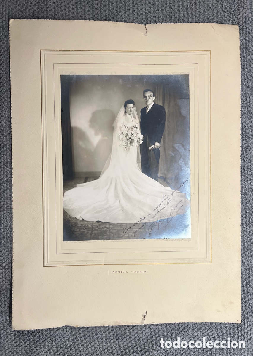 Fotografia antiga: DENIA, ESTUDIO MARSAL.. PePe y Teresa.. nos casamos.. (h.1960?) 30 x 40 cm