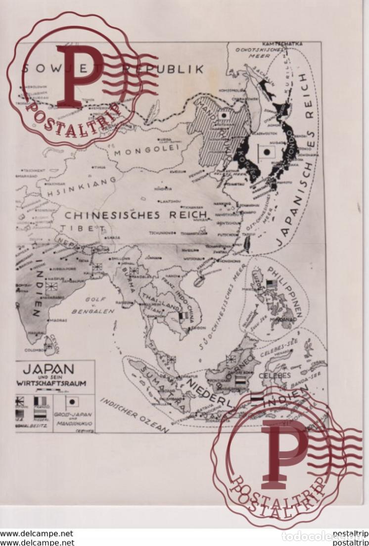 Photographie ancienne: KARTENSKIZZE 1941 SOWJET REPUBLIK JAPAN UND SEIN WIRTSCHAFTSRAUM NIEDERL. 18*13CM PRESS FOTO JAPO