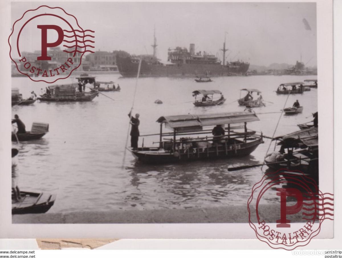 Photographie ancienne: CHINESISCHE WASSER ZIGEUNER GIPSY GITANOS CANT&Oacute;N TANMINS WW2 WORLD WAR. 18*13CM PRESS FOTO JAPON