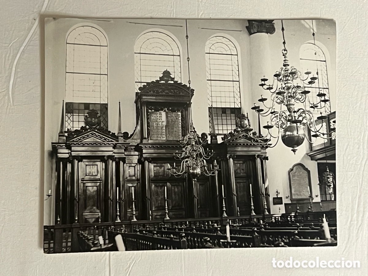 Fotograf&iacute;a antigua: &Aacute;MSTERDAM (Pa&iacute;ses Bajos) Fotograf&iacute;a Sinagoga portuguesa. Interior. Hejal. arca sagrada o Aron Kodesh