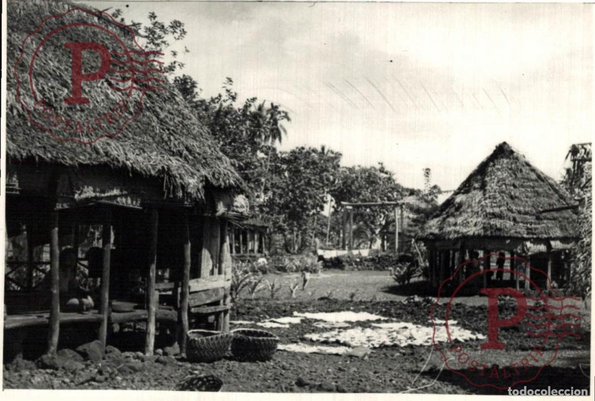Fotograf&iacute;a antigua: OCEANIA OCEANIE. VILLAGE AUX SAMOA. +- 11.5X8.5CM