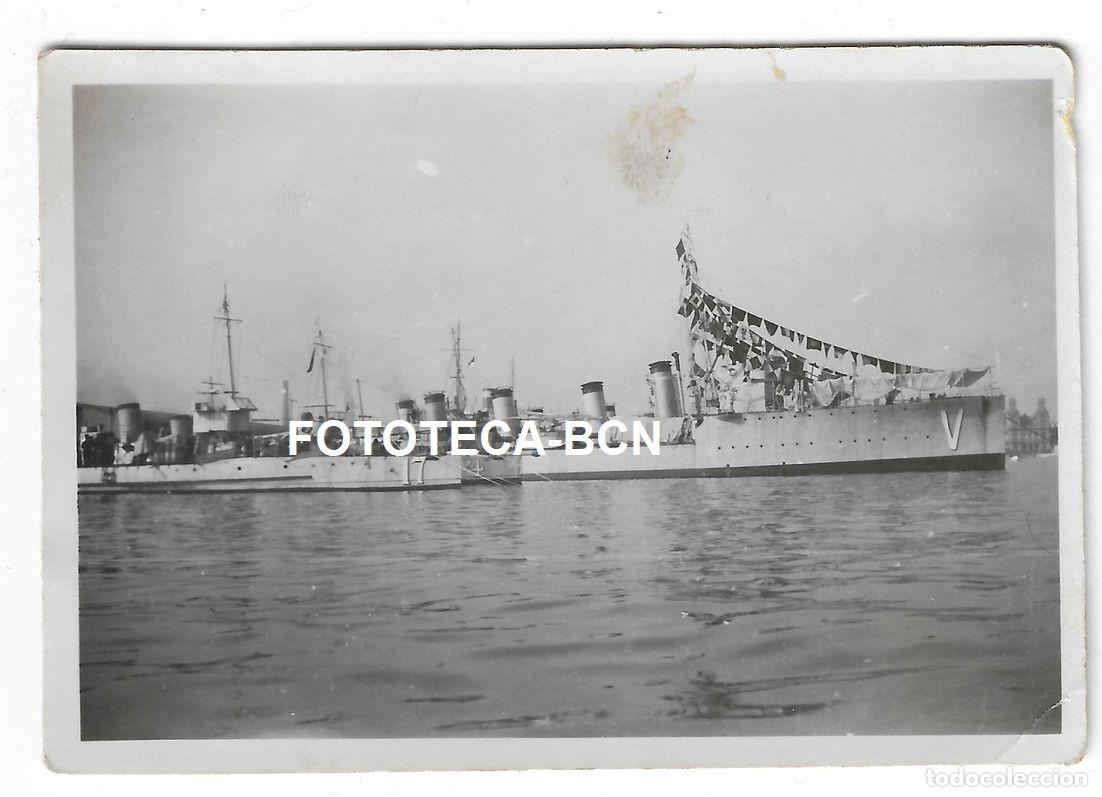 Fotograf&iacute;a antigua: FOTO ORIGINAL PUERTO DE BARCELONA BARCO DE GUERRA DESTRUCTOR VELASCO TORPEDERO 17 Y 4 A&Ntilde;OS 20