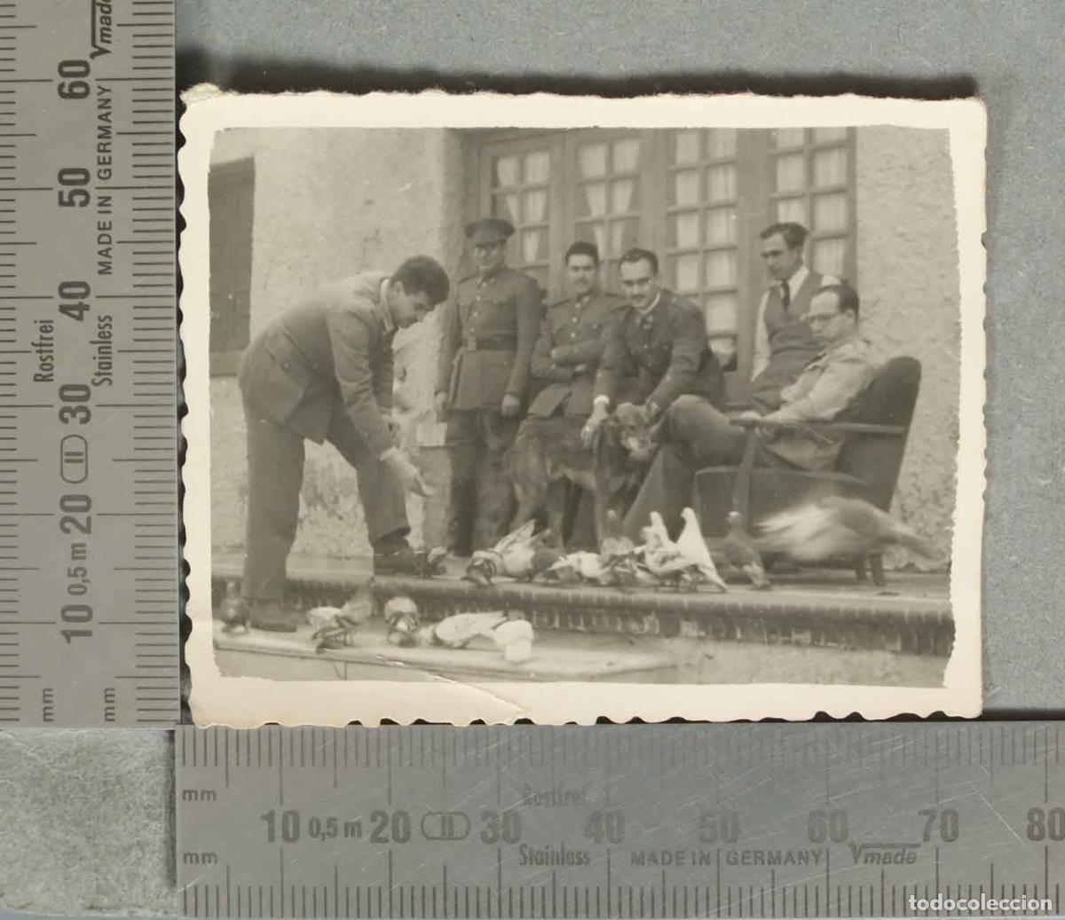 Fotograf&iacute;a antigua: FOTOGRAFIA. MILITARES DANDO DE COMER A PALOMAS 1946