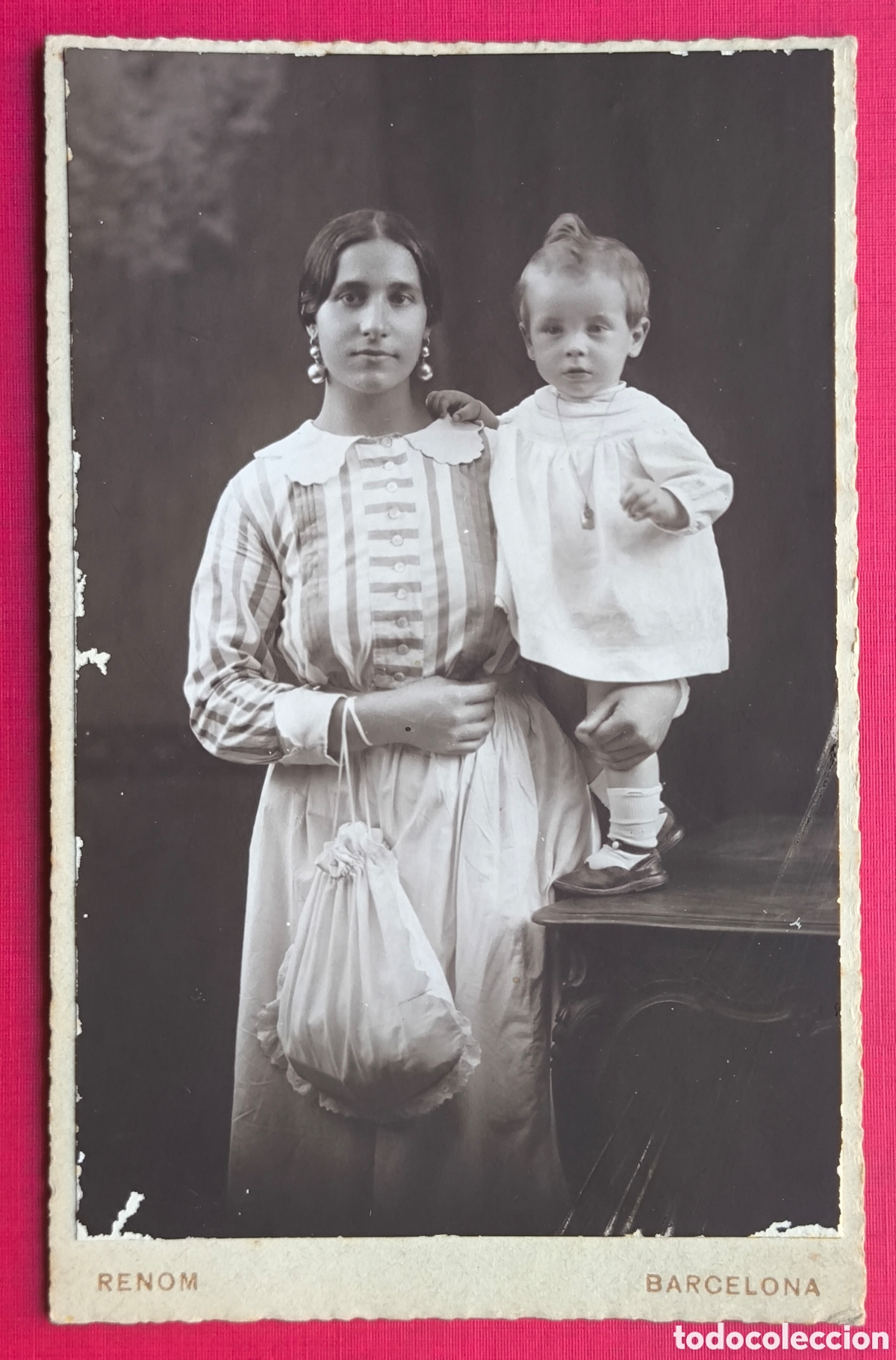Fotograf&iacute;a antigua: FOTOGRAF&Iacute;A RETRATO DE ESTUDIO MADRE E HIJO FOT&Oacute;GRAFO RENOM BARCELONA C. 1915