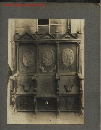 Alte Fotografie: Fotograf&iacute;a antigua de Mobiliario Espa&ntilde;ol. Sill&oacute;n de coro siglo XVI