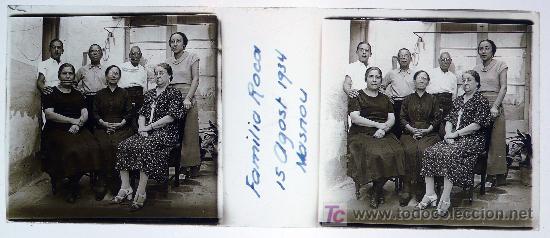 Fotograf&iacute;a antigua: EL MASNOU, Familia Roca. a&ntilde;o 1934. 2 cristalES estereo 10,6 x 4,3 cm. Positivo y negativo.