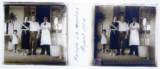 Antique Photography: MONTGAT. FONDA LA MARINA, a&ntilde;o 1934. 2 cristales estereo 10,6 x 4,3 cm (el positivo y el negativo)