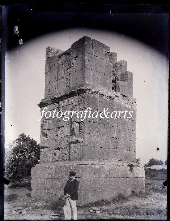 Antique Photography: La torre dels escipions, Tarragona.1890-1900. cristal negativo 9 x 12 cm.