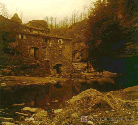 Fotograf&iacute;a antigua: Rupit. Mol&iacute; en la riera. Edificios y r&iacute;o. Circa 1900 - Foto 1