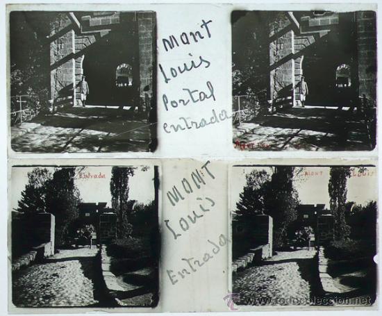 Antique Photography: MONT LOUIS, FRANCIA. 1920's. 2 cristales positivos estereo 10,5x4,3 cm.