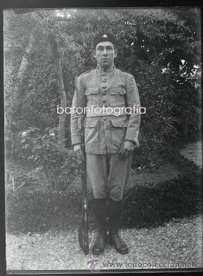 Fotografia antica: Militar por identificar, 1915's. Cristal negativo 9x12 cm.