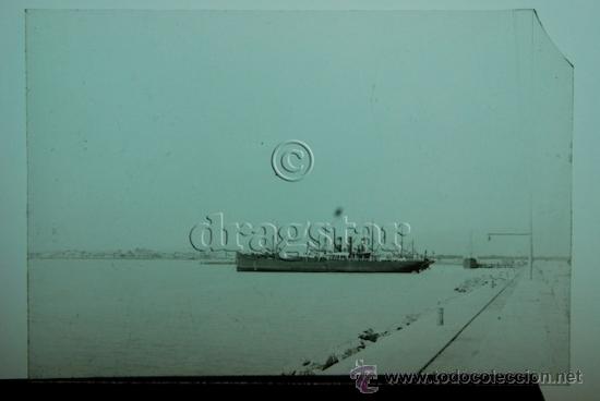 Antique Photography: PLACA FOTOGRAFICA ORIGINAL CRISTAL TAMA&Ntilde;O 11X15 BARCO EN EL PUERTO DE CASTELLON