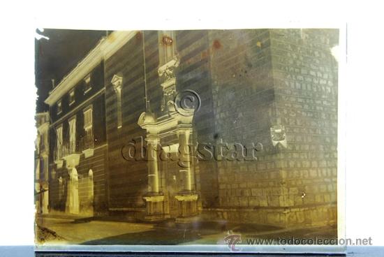 Fotograf&iacute;a antigua: PLACA ORIGINAL CRISTAL TAMA&Ntilde;O 9X12 IGLESIA DE SAN AGUSTIN Y ANTIGUO GOBIERNO CIVIL DE CASTELLON