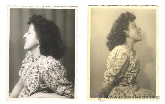 Fotograf&iacute;a antigua: DOS RETRATOS, FOTOGRAFIAS ANTIGUAS DE ESTUDIO DE UNA SE&Ntilde;ORA, MUJER, INICIOS DE LOS A&Ntilde;OS 40.