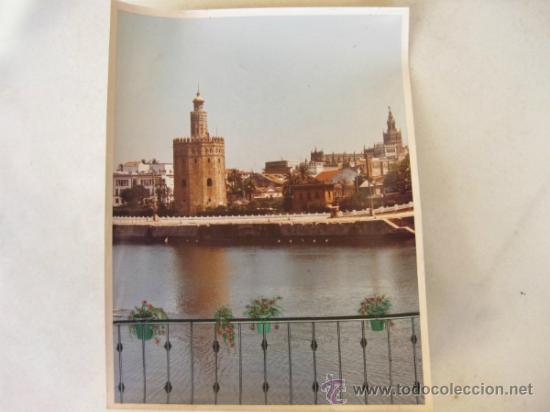 Antique Photography: FOTOGRAFIA PUBLICITARIA EN COLOR DE LOS A&Ntilde;OS 80 CON UN BALCON DIBUJADO - LA TORRE DEL ORO DE SEVILLA
