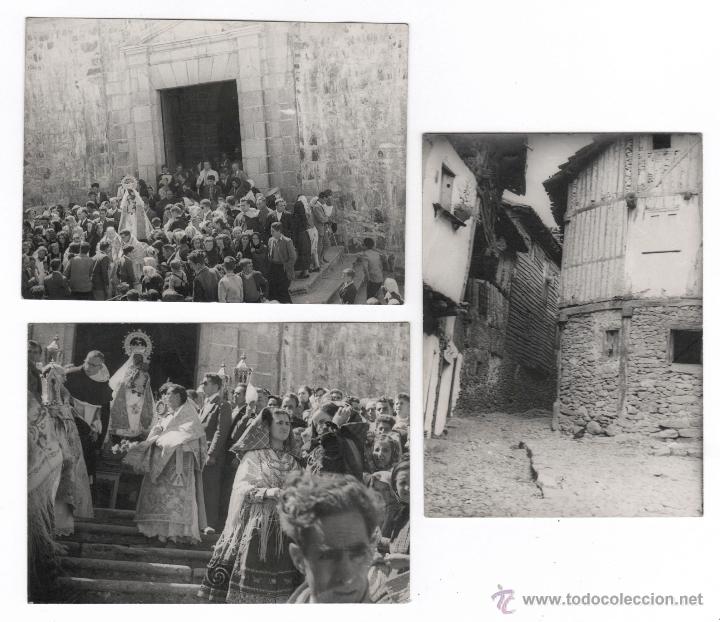 Fotograf&iacute;a antigua: la virgen de la pe&ntilde;a en procesi&oacute;n, setiembre del a&ntilde;o 1956. 3 fotos 7,5x10cm.