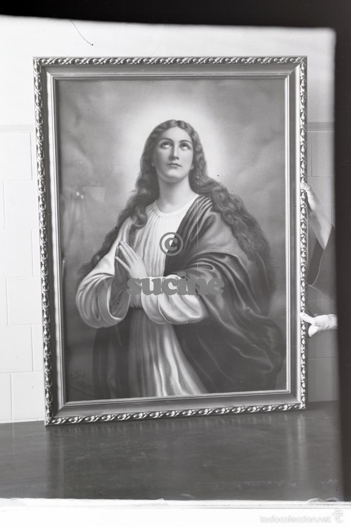 Antique Photography: PLACA FOTOGRAFICA ORIGINAL DE LA VIRGEN EN EL ANTIGUO ASILO DE ANCIANOS CASTELLON