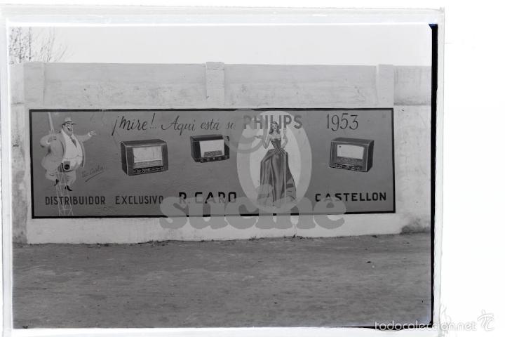 Antique Photography: MAGNIFICA PLACA ORIGINAL CRISTAL DE PUBLICIDAD VALLA DISTRIBUIDOR OFICIAL PHILIPS A&Ntilde;OS 50