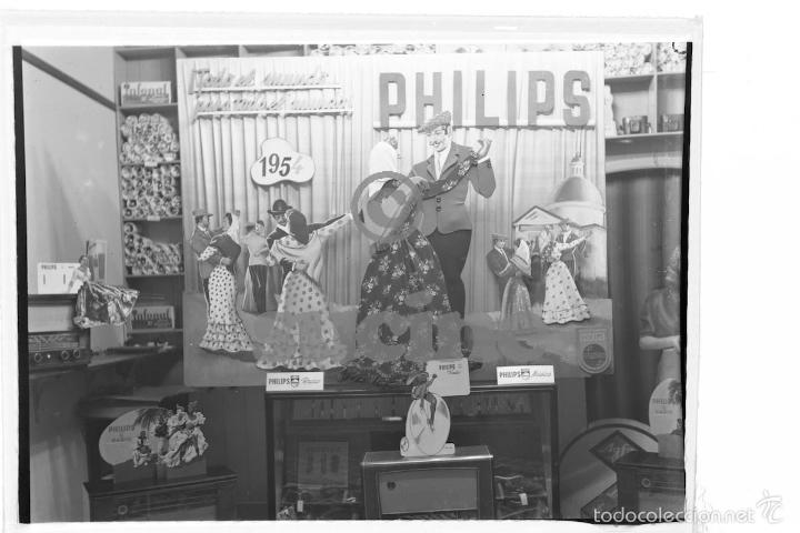 Antique Photography: MAGNIFICA PLACA ORIGINAL CRISTAL DE EXPOSICION DISTRIBUIDOR OFICIAL PHILIPS A&Ntilde;OS 50