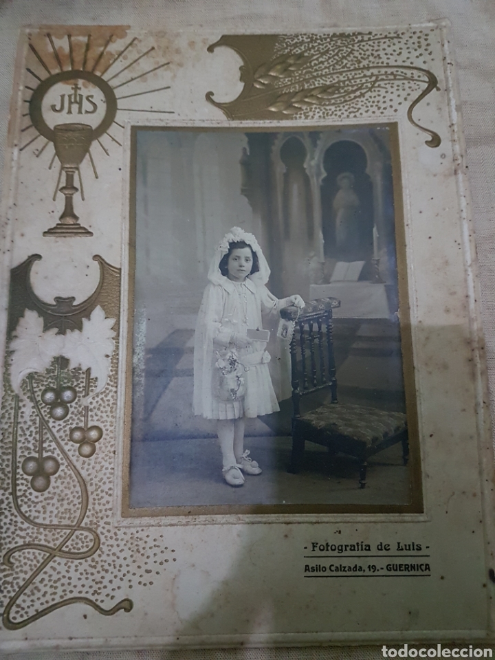 Alte Fotografie: Antigua gran foto ni&ntilde;a comunion guernica