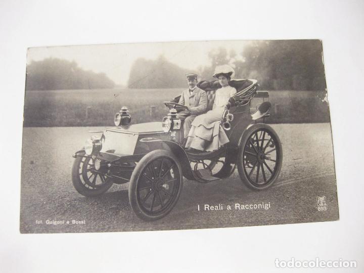 Fotograf&iacute;a antigua: POSTAL DE LOS REYES DE ITALIA EN UN ANTIGUO AUTOMOVIL. I REALI A RACCONIGI