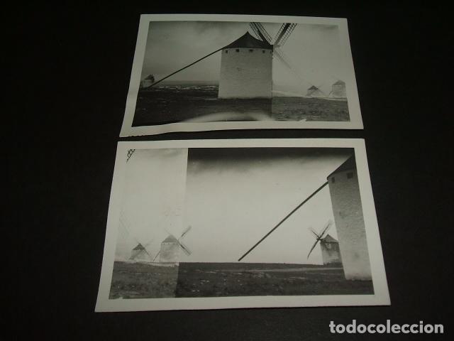 Fotografia antica: CAMPO DE CRIPTANA CIUDAD REAL MOLINOS DE VIENTO 2 FOTOGRAFIAS A&Ntilde;OS 40 7,5 X 10,5 CMTS