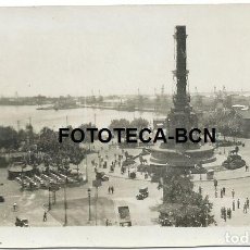 Fotografía antigua: FOTO ORIGINAL BARCELONA MONUMENTO A COLON RAMBLAS PUERTO COCHE AUTOMOVIL AÑOS 30