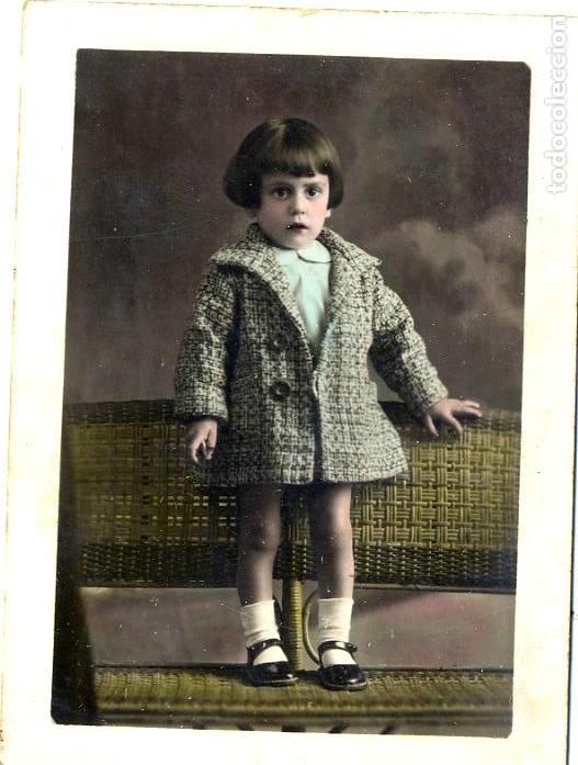 Fotografia antiga: RETRATO NI&Ntilde;A  COLOREADA A MANO  TAMA&Ntilde;O MEDIA POSTAL SIN RVERSO