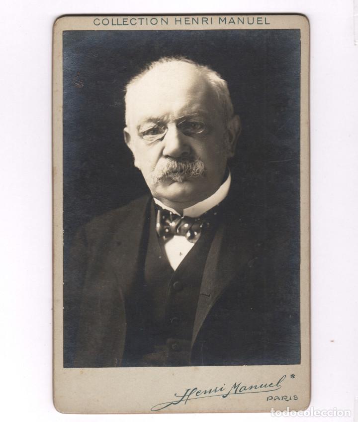 Fotograf&iacute;a antigua: RETRATO CON NOMBRE REVERSO ILEGIBLE, FOTO HENRI MANUEL, 10,5X16,5CM.