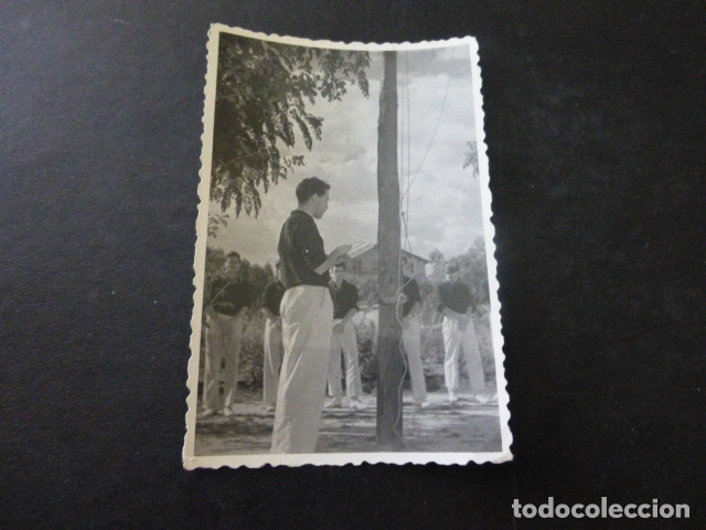 Antique Photography: GALICIA JOVENES ORGANIZACION JUVENIL ESPA&Ntilde;OLA OJE BANDERA CAMPAMENTO FOTOGRAFIA 7 X 10 CMTS