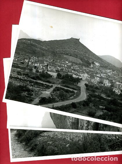 Alte Fotografie: LOTE DE 3 FOTOS FOTOGRAFIAS , VISTA GENERASL DE AZUEBAR , CASTELLON , ORIGINALES , F1