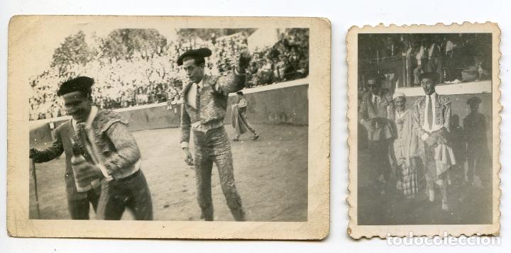Alte Fotografie: Capea humor&iacute;stica en plaza de toros a identificar, a&ntilde;os 40, dos fotos