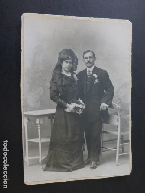 Fotograf&iacute;a antigua: RETRATO DE BODAS MATRIMONIO HACIA 1910 10 X 14,5 CMTS