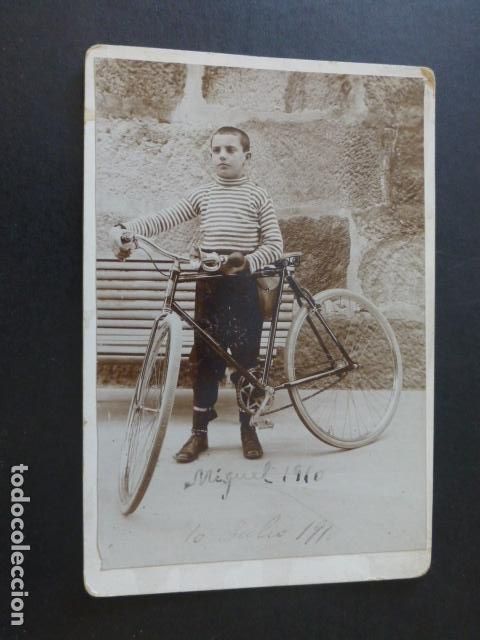 Fotograf&iacute;a antigua: NI&Ntilde;O CON BICICLETA FOTOGRAFIA 1910