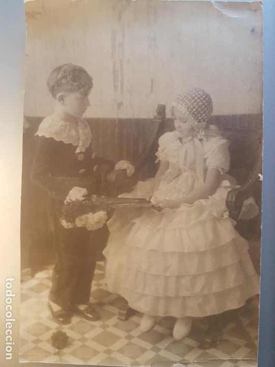 Antique Photography: RETRATO  DOS NI&Ntilde;OS GALANTES FOTOGRAFIA ANTIGUA 29 X 18,5 CTMS