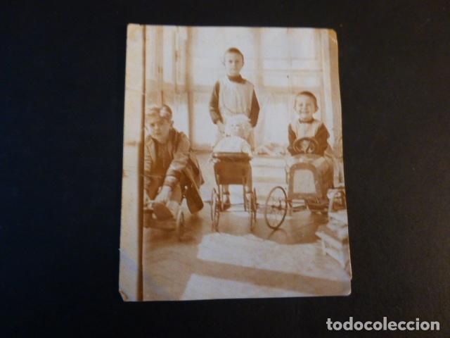 Antique Photography: NI&Ntilde;OS CON JUGUETES COCHE DE JUGUETE FOTOGRAFIA ANTIGUA 7 X 9 CMTS