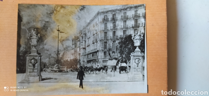 Fotografia antica: Fotografia y negativo de dibujo de un proyecto del passeig de gr&agrave;cia con Arag&oacute;