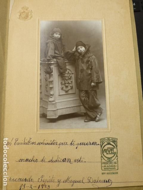 Alte Fotografie: MADRID CALVET FOTOGRAFO RETRATO DE DOS HERMANOS DISFRAZADOS 13 FEBRERO 1923