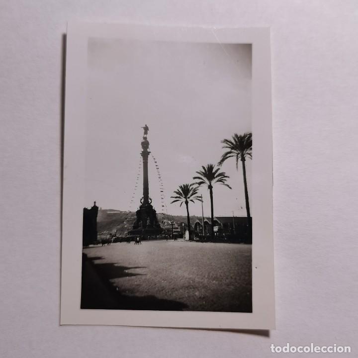 Antique Photography: ANTIGUA FOTOGRAFIA - MONUMENTO A COL&Oacute;N - PUERTO DE BARCELONA - A&Ntilde;O 1952 - 6,8 X 4,3 CM / 160