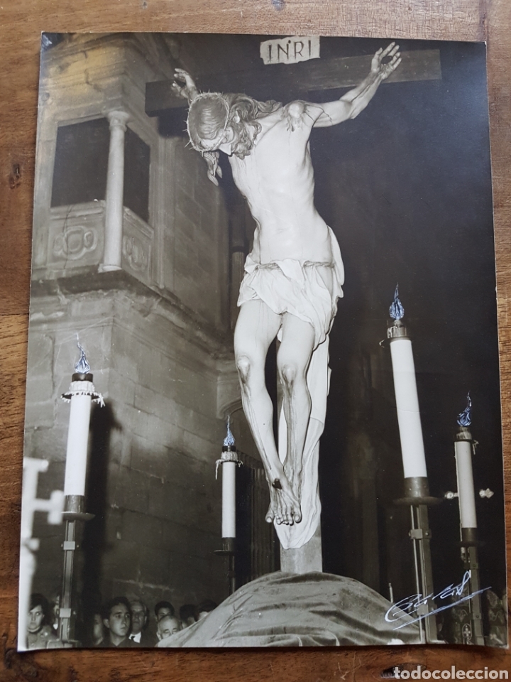 Fotograf&iacute;a antigua: Magnifica foto cristo de noche Baras Ubeda