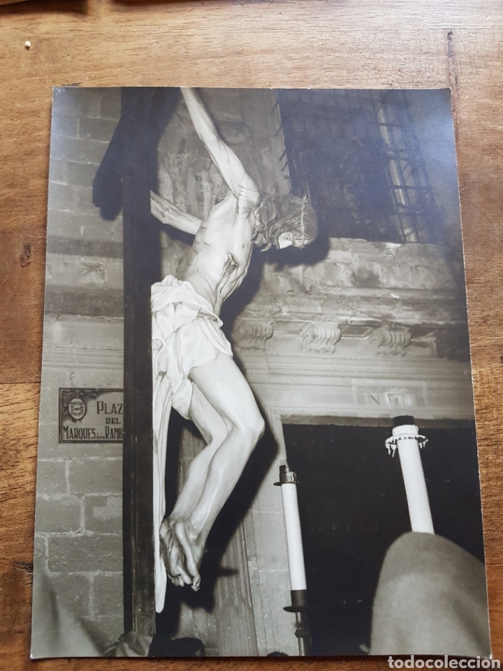 Fotograf&iacute;a antigua: Magnifica foto cristo de noche Baras Ubeda