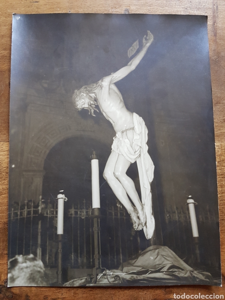 Fotograf&iacute;a antigua: Magnifica foto cristo de noche Baras Ubeda